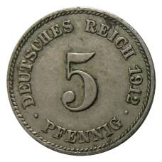 Монета 5 пфеннигов 1912 года J Германия (аверс)