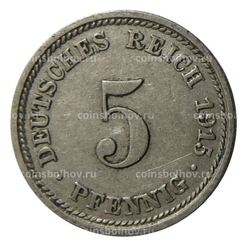 Монета 5 пфеннигов 1915 года D Германия