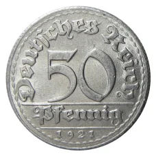 Монета 50 пфеннигов 1921 года D Германия (аверс)