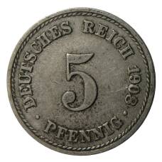 Монета 5 пфеннигов 1908 года A Германия (аверс)