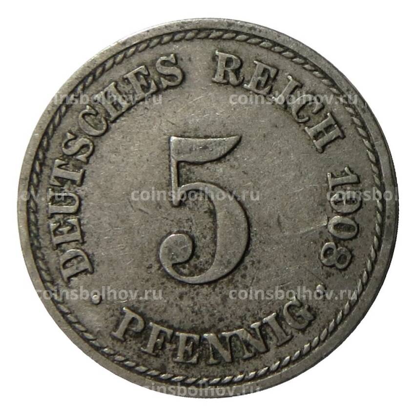 Монета 5 пфеннигов 1908 года A Германия