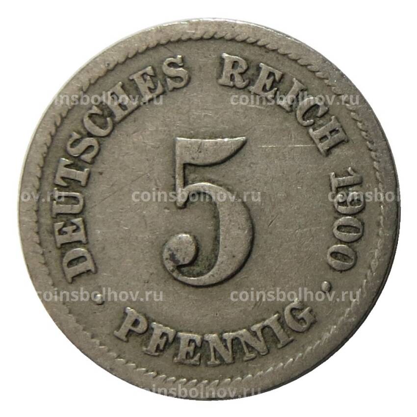 Монета 5 пфеннигов 1900 года F Германия