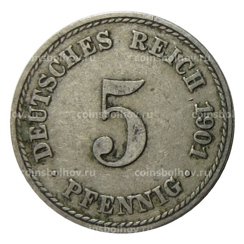 Монета 5 пфеннигов 1901 года A Германия