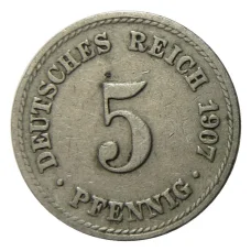 Монета 5 пфеннигов 1907 года A Германия (аверс)