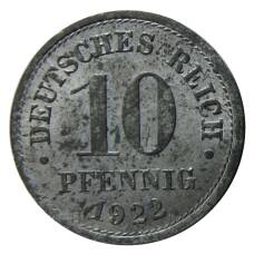 Монета 10 пфеннигов 1922 года Германия (аверс)