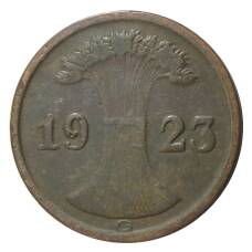 Монета 2 рентенпфеннига 1923 года G Германия (аверс)