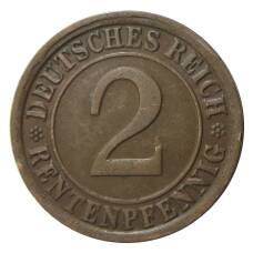 Монета 2 рентенпфеннига 1923 года G Германия (реверс)