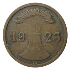 Монета 2 рентенпфеннига 1923 года G Германия (аверс)