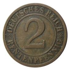 Монета 2 рентенпфеннига 1923 года G Германия (реверс)