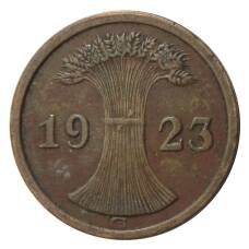 Монета 2 рентенпфеннига 1923 года G Германия (аверс)