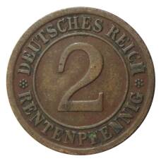 Монета 2 рентенпфеннига 1923 года G Германия (реверс)