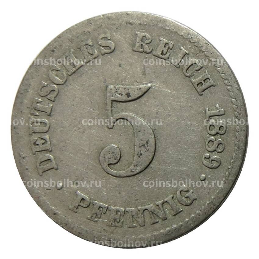 Монета 5 пфеннигов 1889 года F Германия