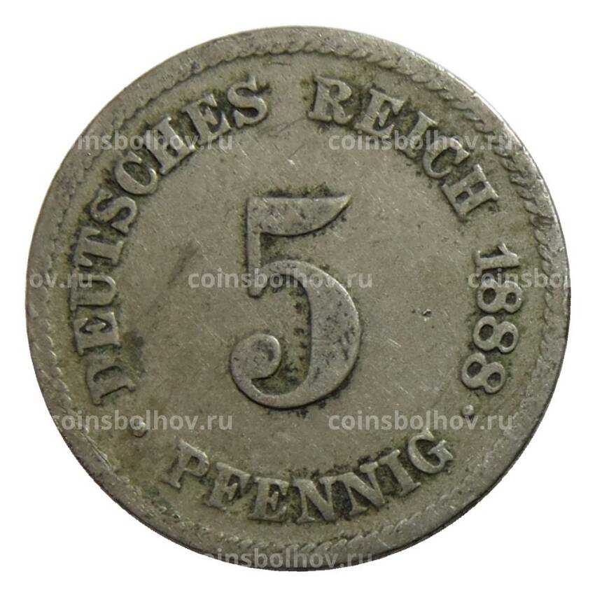Монета 5 пфеннигов 1888 года F Германия