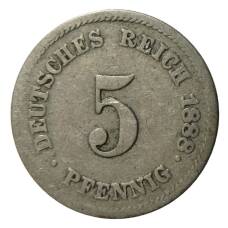 Монета 5 пфеннигов 1888 года J Германия (аверс)