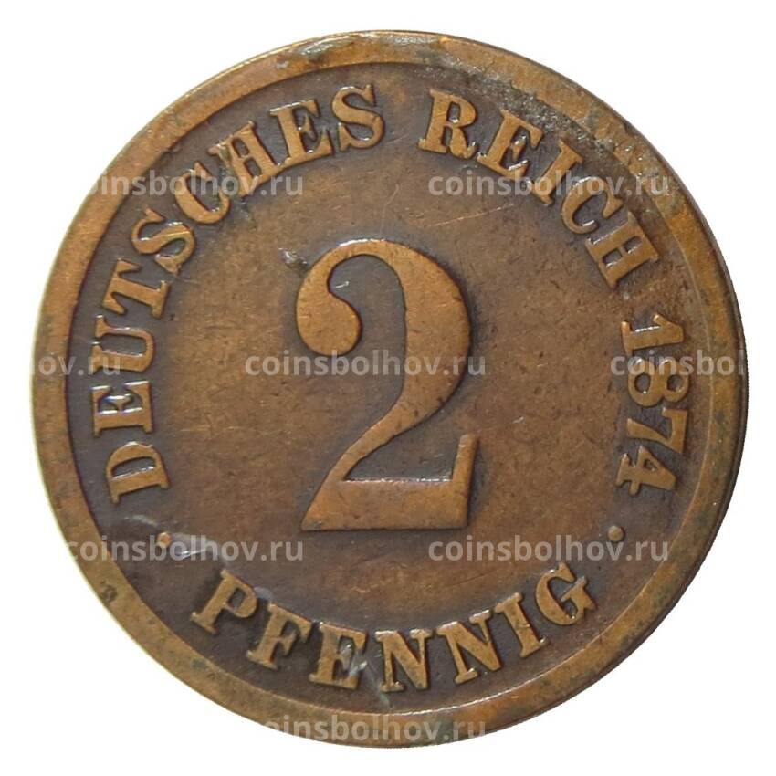 Монета 2 пфеннига 1874 года D Германия