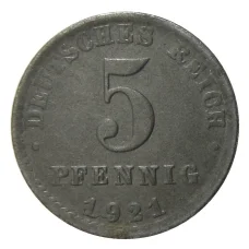 Монета 5 пфеннигов 1921 года A  Германия (аверс)