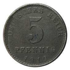 Монета 5 пфеннигов 1919 года A Германия (аверс)