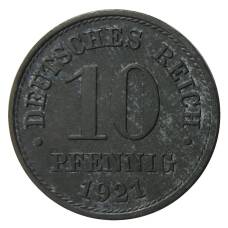 Монета 10 пфеннигов 1921 года Германия (аверс)