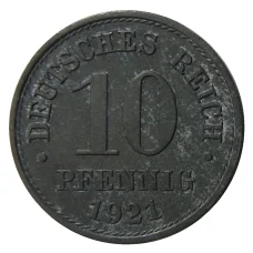 Монета 10 пфеннигов 1921 года Германия (аверс)