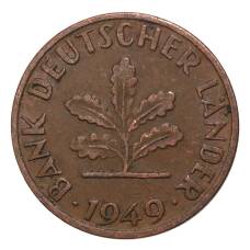 Монета 1 пфенниг 1949 года F Германия (аверс)