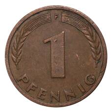 Монета 1 пфенниг 1949 года F Германия (реверс)