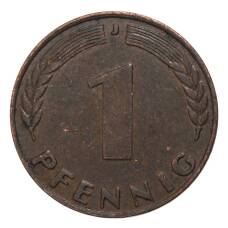 Монета 1 пфенниг 1949 года J Германия (реверс)