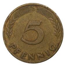 Монета 5 пфеннигов 1949 года D Германия (реверс)