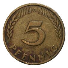 Монета 5 пфеннигов 1949 года G Германия (реверс)