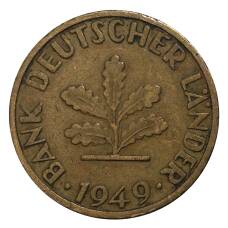 Монета 5 пфеннигов 1949 года J Германия (аверс)