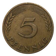 Монета 5 пфеннигов 1949 года J Германия (реверс)