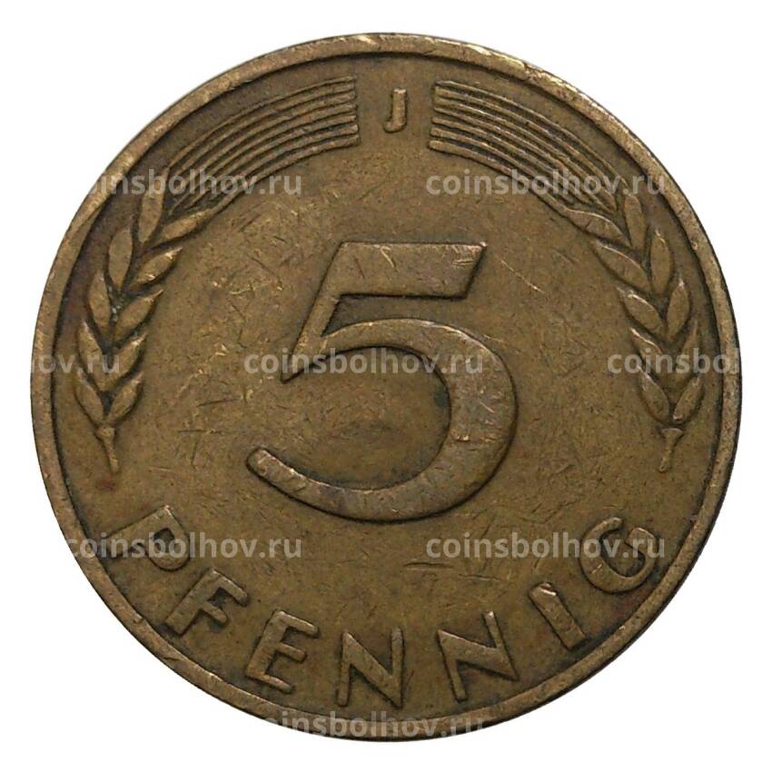 Монета 5 пфеннигов 1949 года J Германия (вид 2)