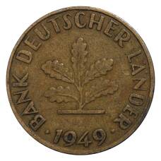 Монета 10 пфеннигов 1949 года F Германия (аверс)