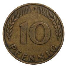 Монета 10 пфеннигов 1949 года F Германия (реверс)