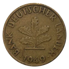 Монета 10 пфеннигов 1949 года G Германия (аверс)