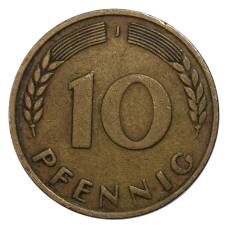 Монета 10 пфеннигов 1949 года J Германия (реверс)