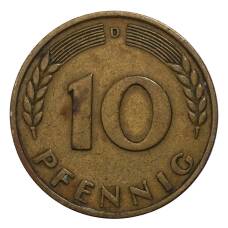 Монета 10 пфеннигов 1949 года D Германия (реверс)
