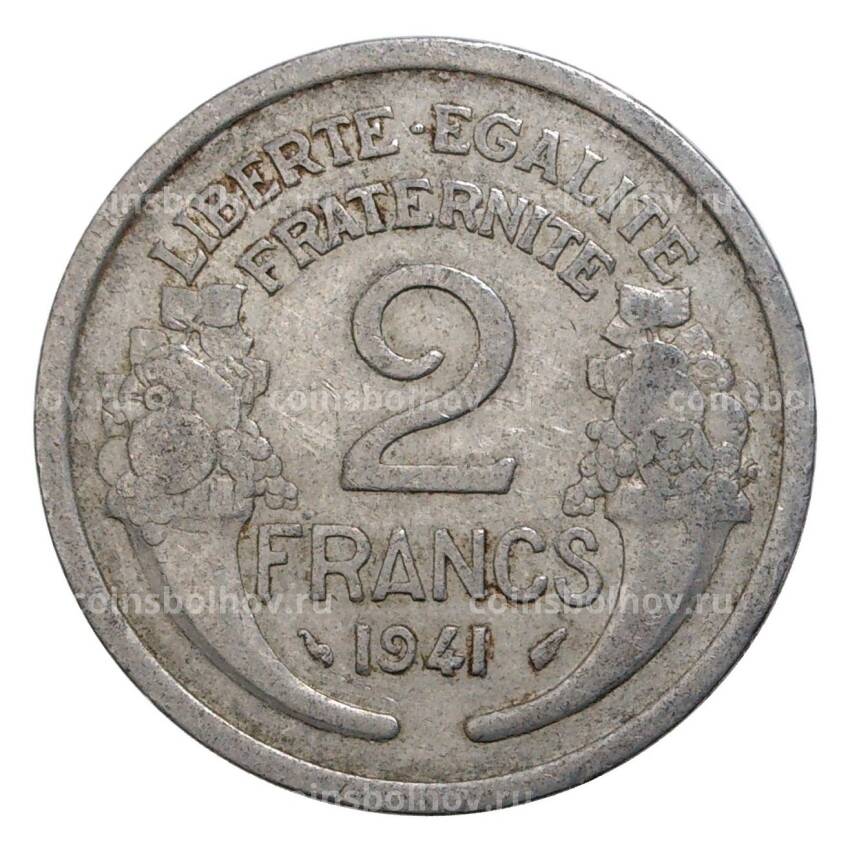 Монета 2 франка 1941 года Франция