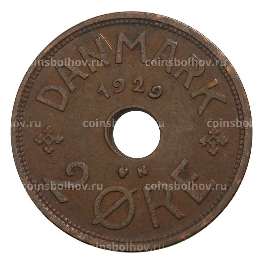 Монета 2 эре 1929 года Дания