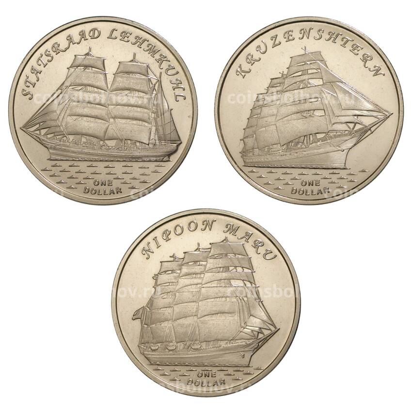 Набор монет 1 доллар 2018 года Острова Гилберта «Парусники»