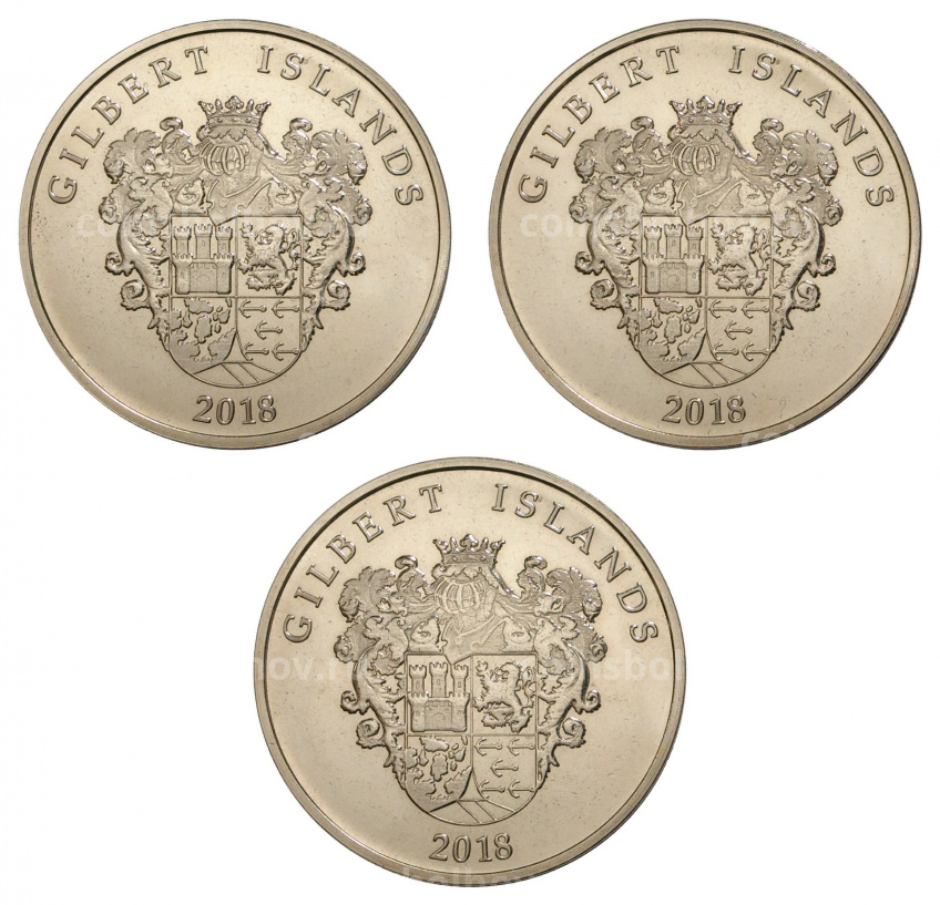 Набор монет 1 доллар 2018 года Острова Гилберта «Парусники» (вид 2)