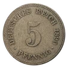 Монета 5 пфеннигов 1890 года А Германия (аверс)