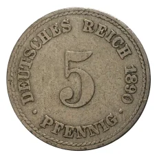 Монета 5 пфеннигов 1890 года А Германия (аверс)