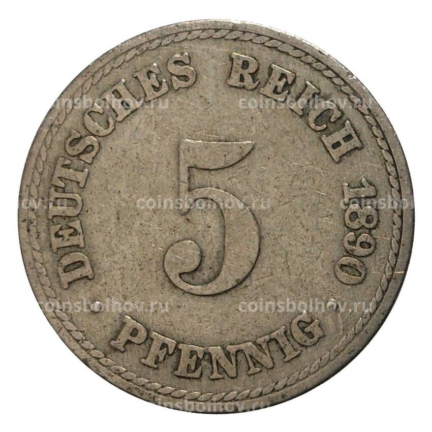 Монета 5 пфеннигов 1890 года А Германия