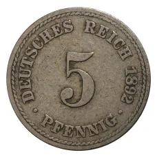 Монета 5 пфеннигов 1892 года А Германия (аверс)