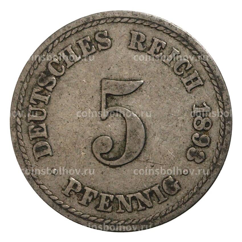 Монета 5 пфеннигов 1893 года А Германия