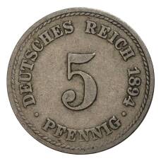 Монета 5 пфеннигов 1894 года А Германия (аверс)