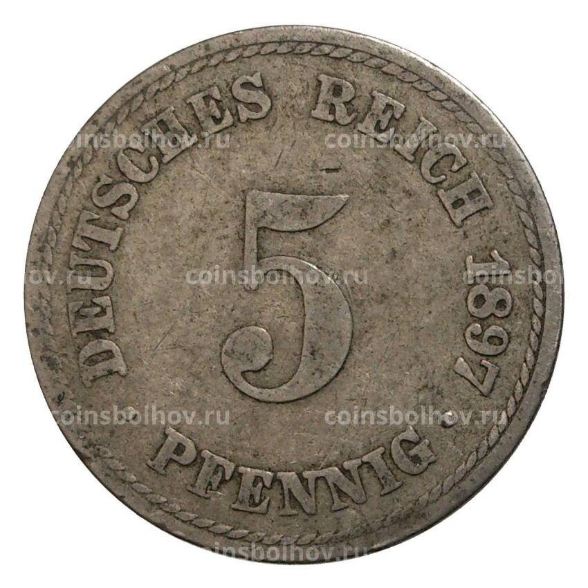 Монета 5 пфеннигов 1897 года А Германия