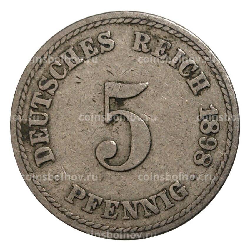Монета 5 пфеннигов 1898 года А Германия