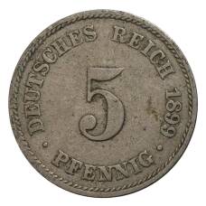 Монета 5 пфеннигов 1899 года J Германия (аверс)