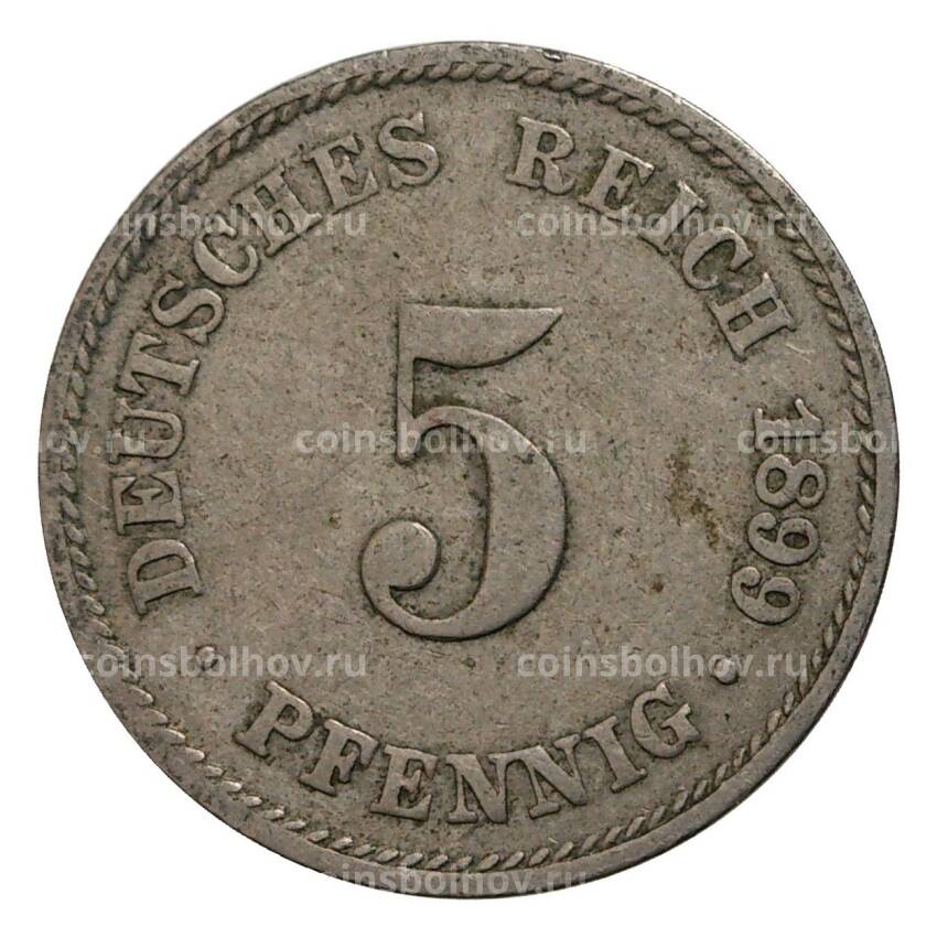 Монета 5 пфеннигов 1899 года J Германия